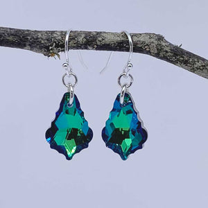 Silver crystal Drop Earrings "Jendi" (Blue-Green)