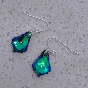 Silver crystal Drop Earrings "Jendi" (Blue-Green)