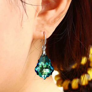 Silver crystal Drop Earrings "Jendi" (Blue-Green)