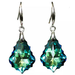 Silver crystal Drop Earrings "Jendi" (Blue-Green)