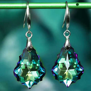 Silver crystal Drop Earrings "Jendi" (Blue-Green)