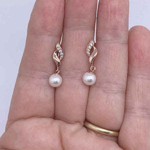 rose gold drop pearl earrings frenelle