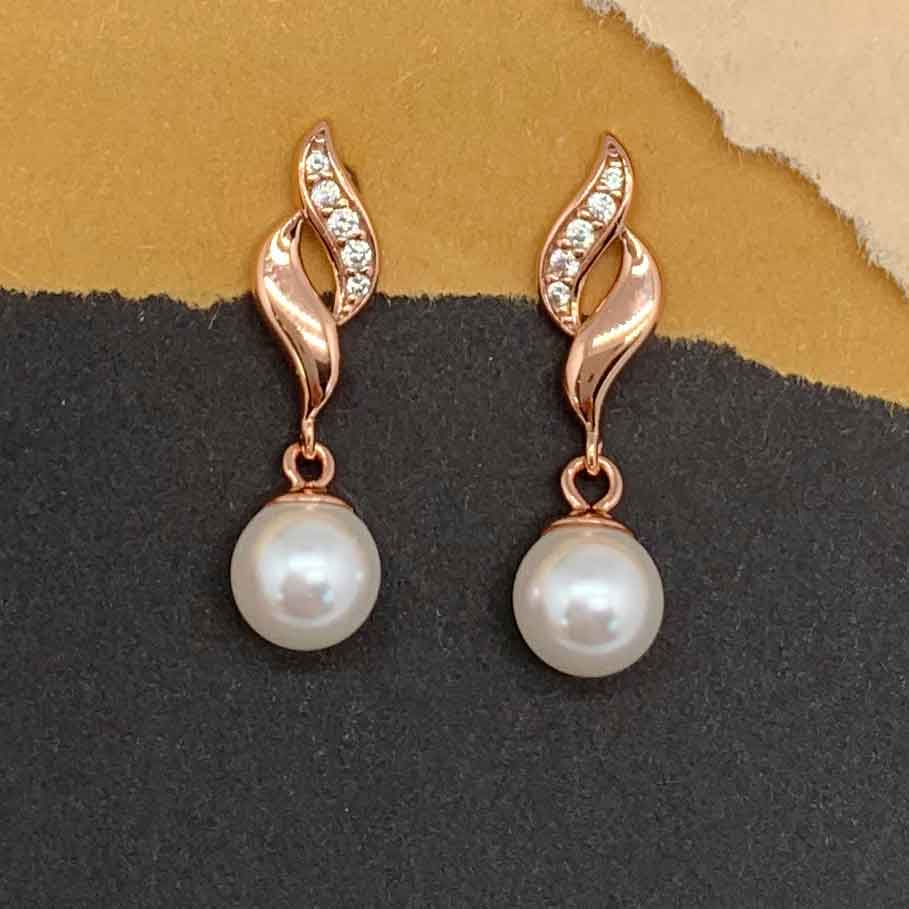 rose gold drop pearl earrings buy online