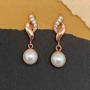 rose gold drop pearl earrings buy online