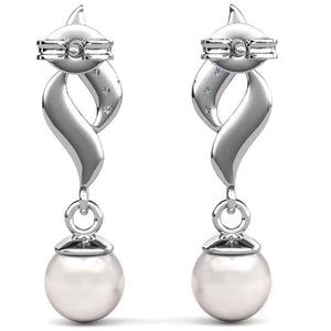 Silver Pearl Drop Earrings "Jolie"