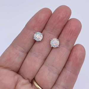 Silver OPal stud earrings Frenelle