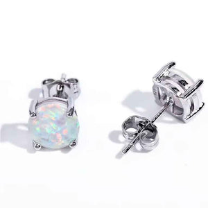 silver opal stud earrings jewellery