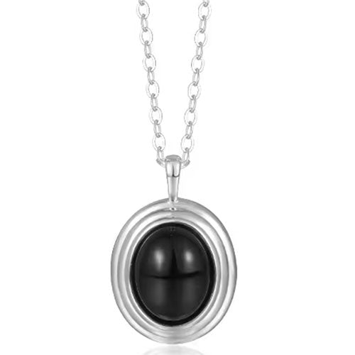 Silver Black Onyx Pendant Necklace Silver Black Onyx Pendant Necklace