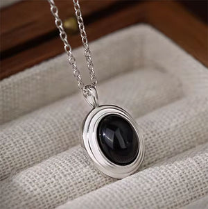 silver black onyx necklace frenelle