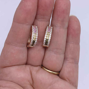 rose gold huggie crystal earring for women hand