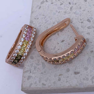 rose gold huggie crystal earring for women frenelle