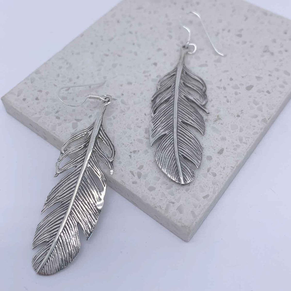 925 Sterling Silver Feather Earrings "Kahu"
