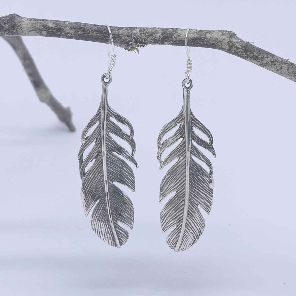 925 Sterling Silver Feather Earrings "Kahu"
