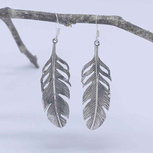 925 Sterling Silver Feather Earrings "Kahu"