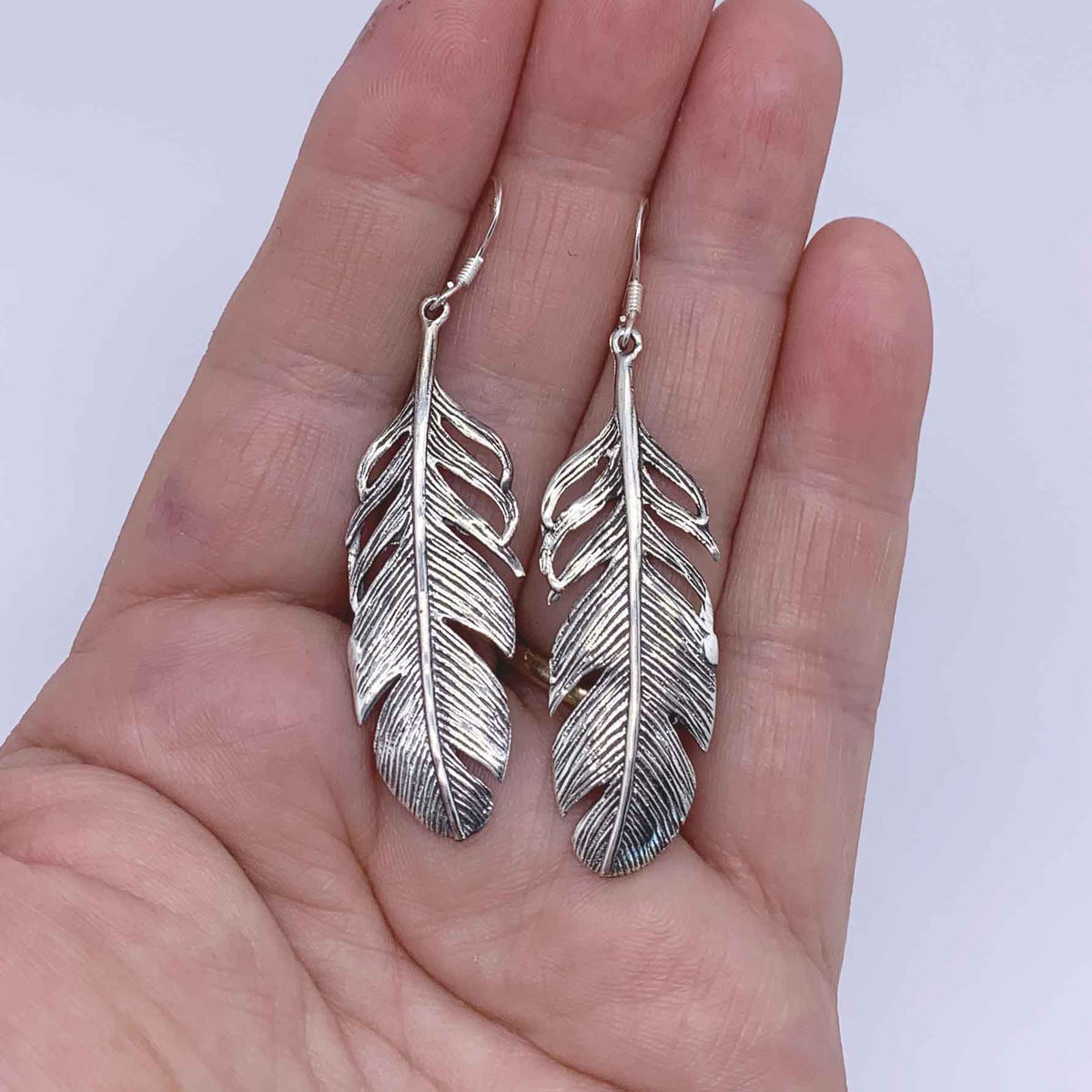 925 Sterling Silver Feather Earrings "Kahu"