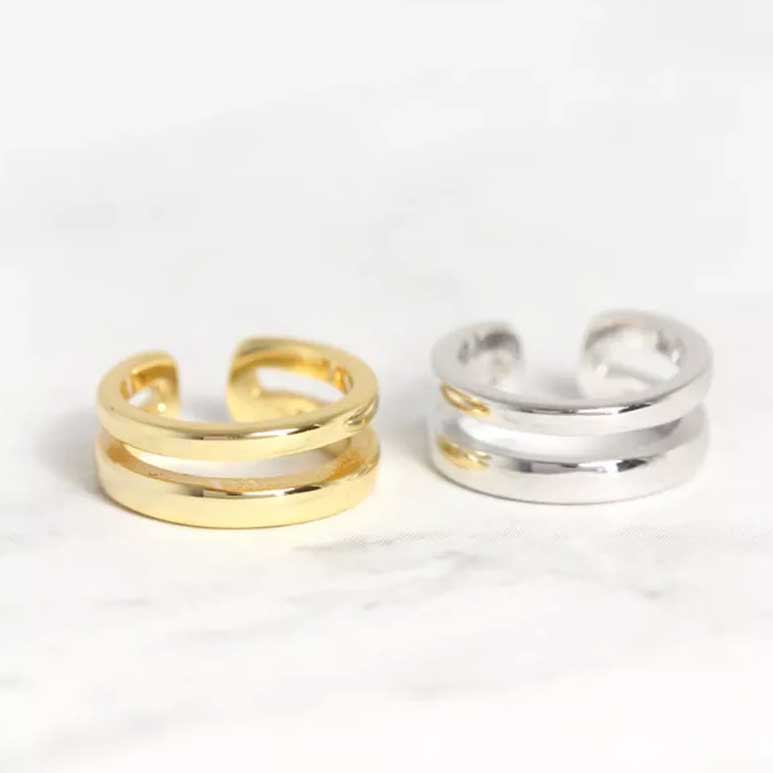 double band gold ear cuff frenelle jewellery