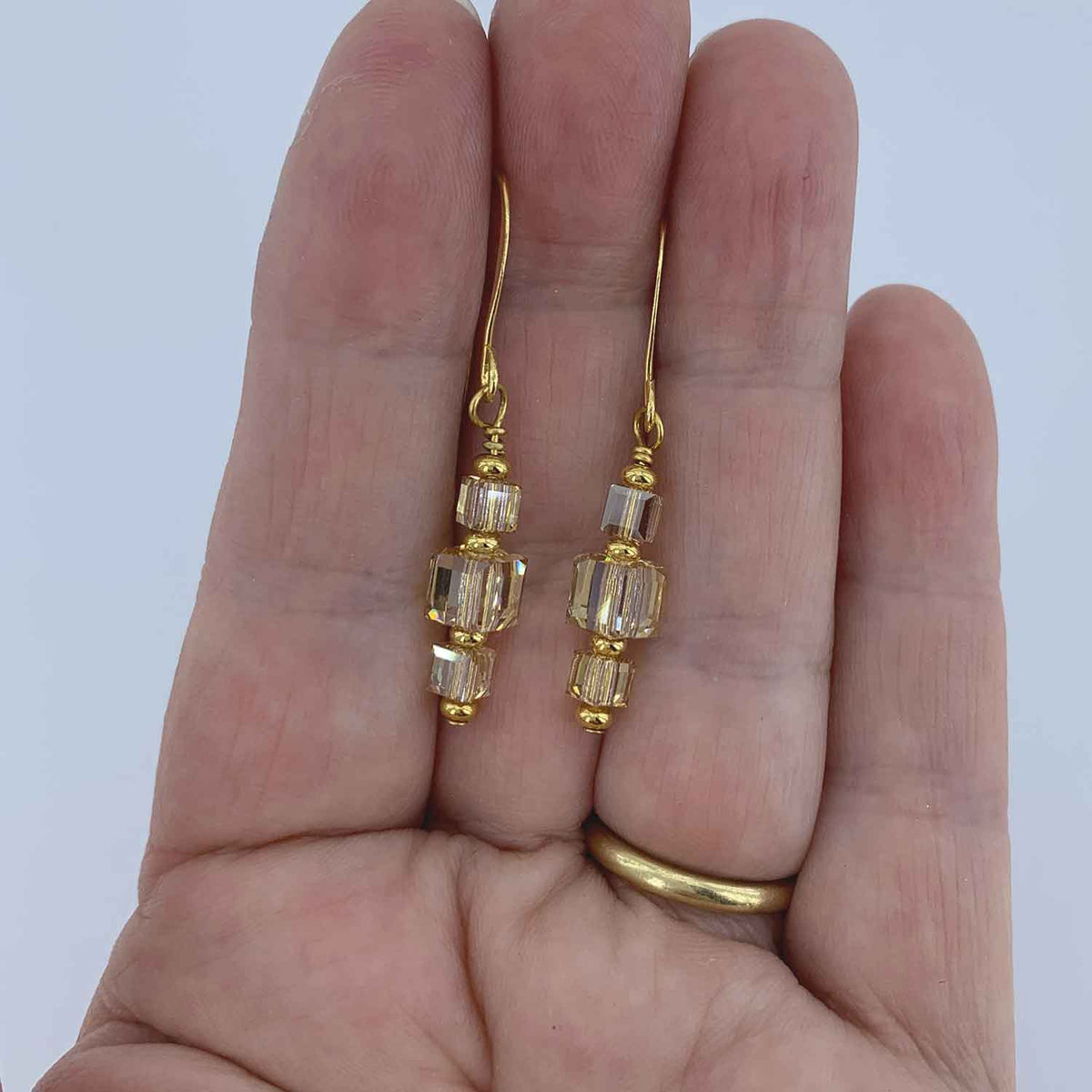 Gold Drop Premium Crystal Earrings "Karlie"