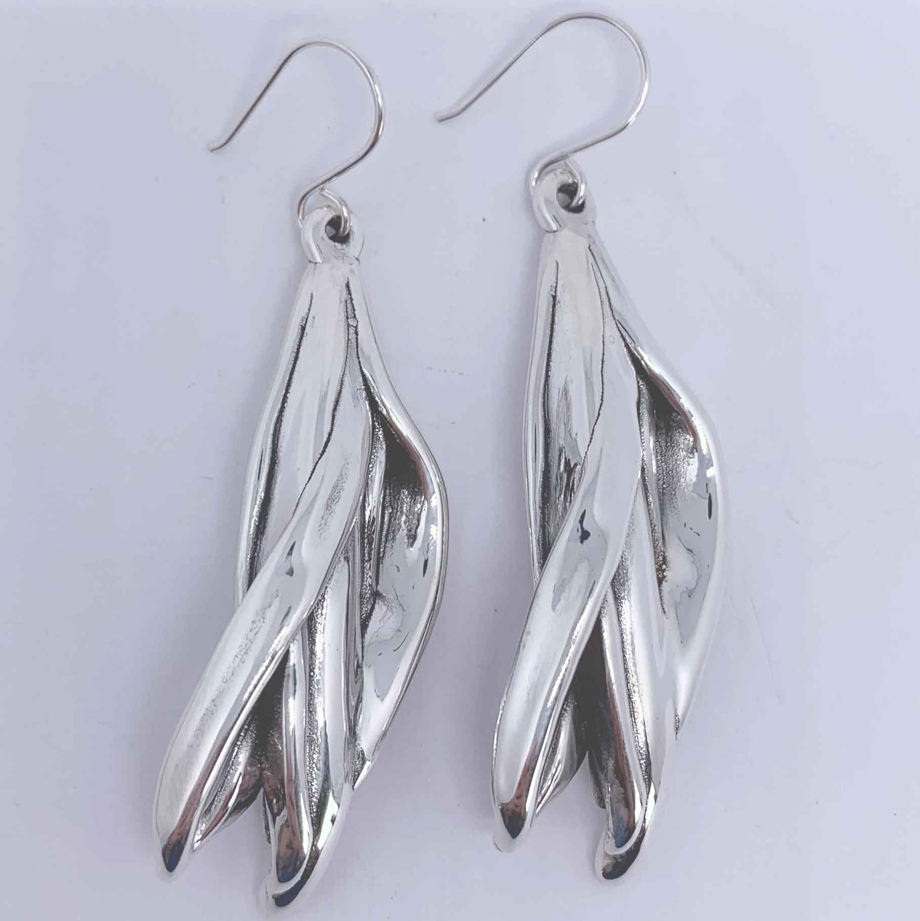 silver kowhai earrings jewellery