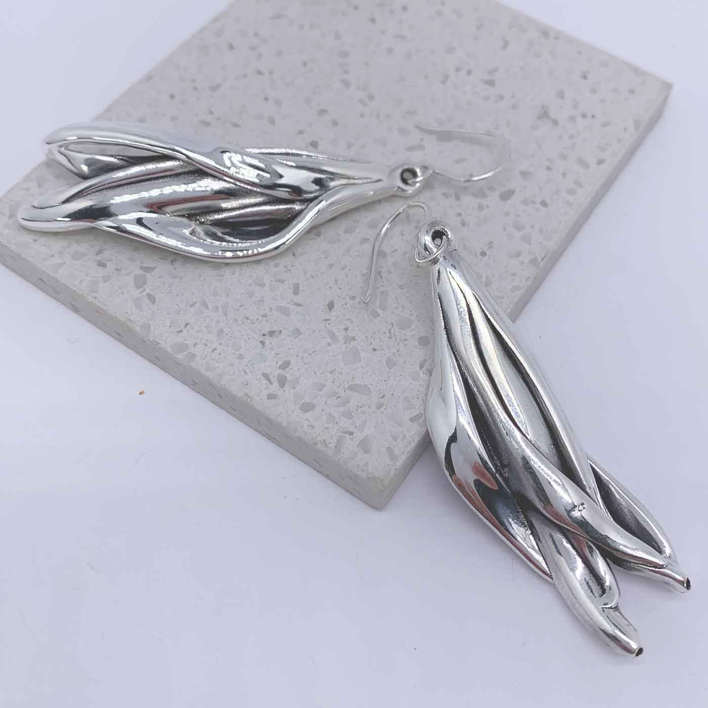 silver kowhai earrings 925