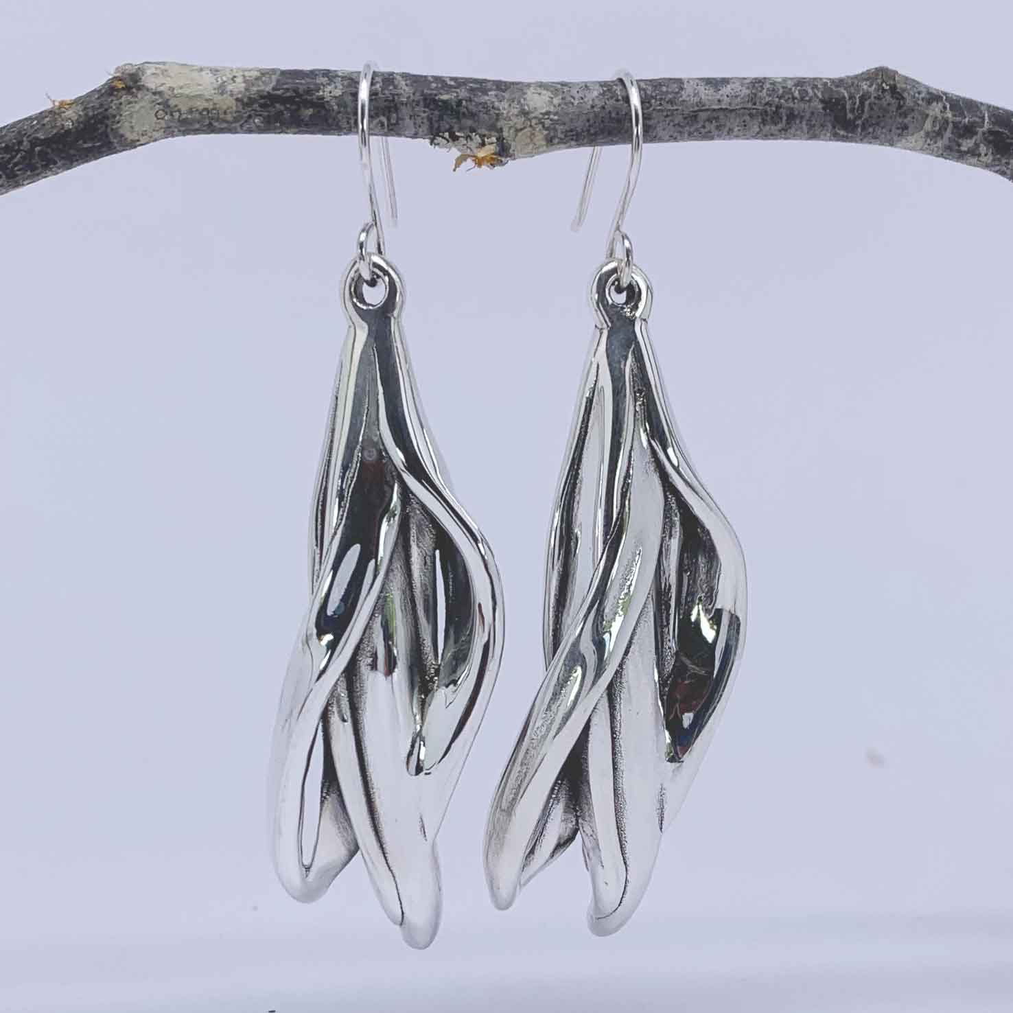 silver kowhai earrings