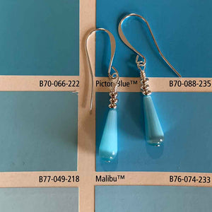 925 Sterling Silver Earrings with Cat's Eye Teardrop "Larado" (Blue)