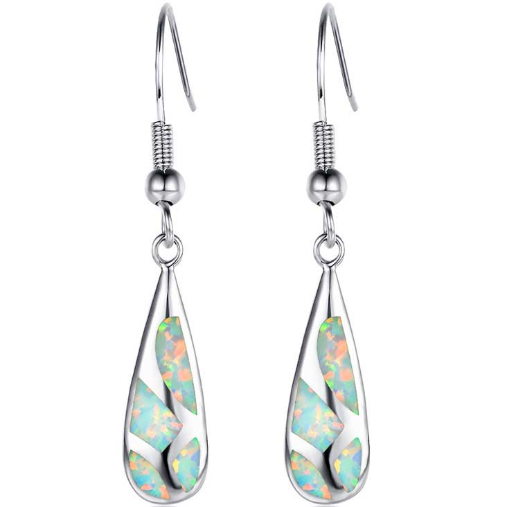 Silver Opal Jewellery Set "Leland" (White)