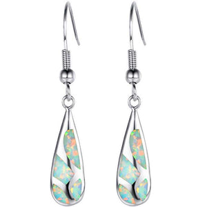 silver opal jewellery set earrings