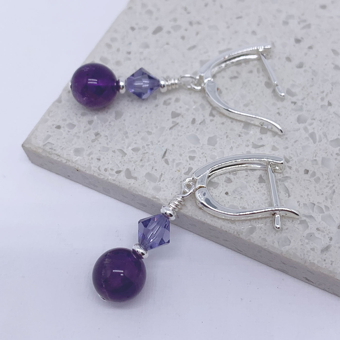 silver amethyst earrings