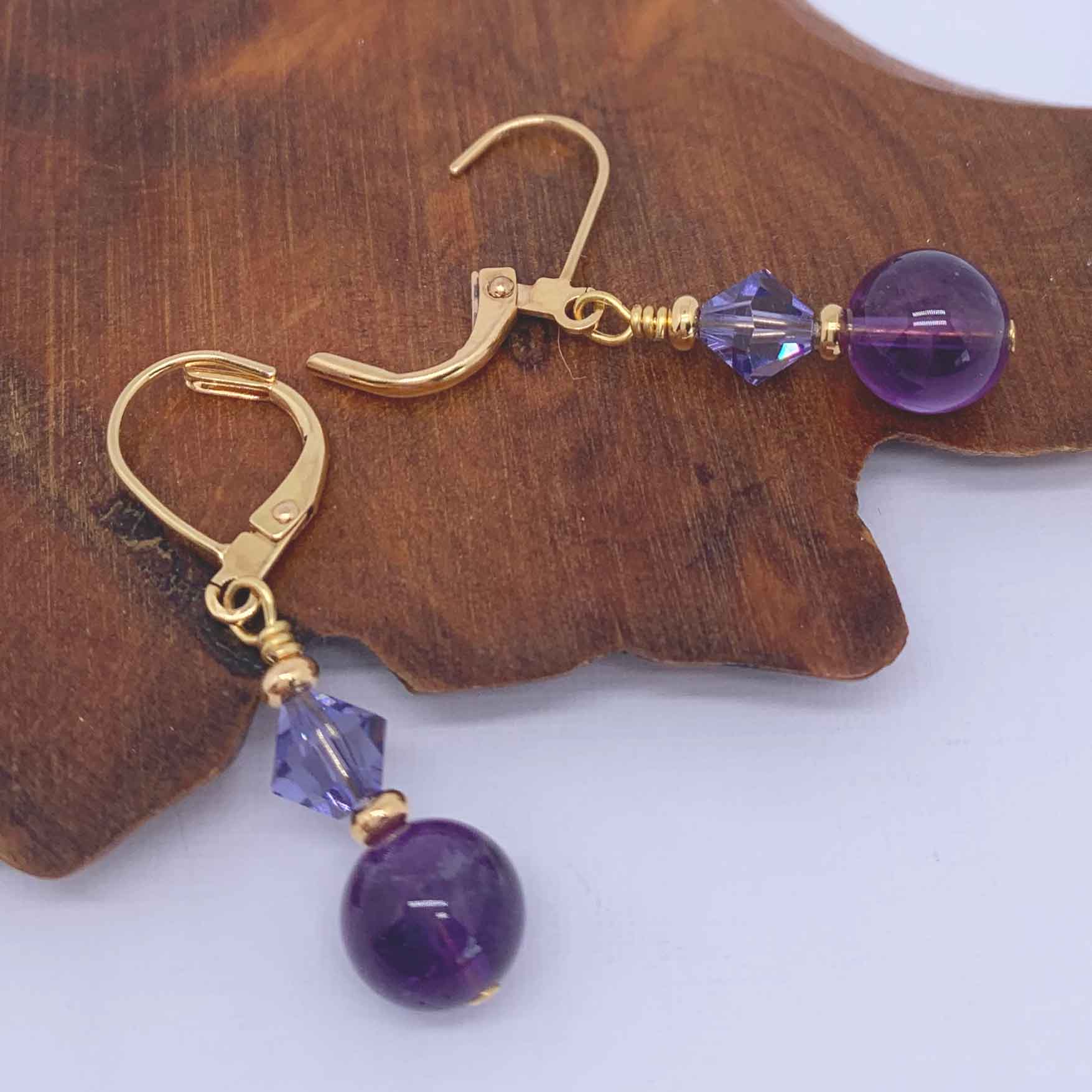 Gold Earrings "Liara" (Amethyst)