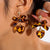 Gold Tortoise Shell Bow Heart Earrings "Libby""