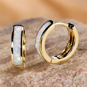 gold opal huggie earrings best