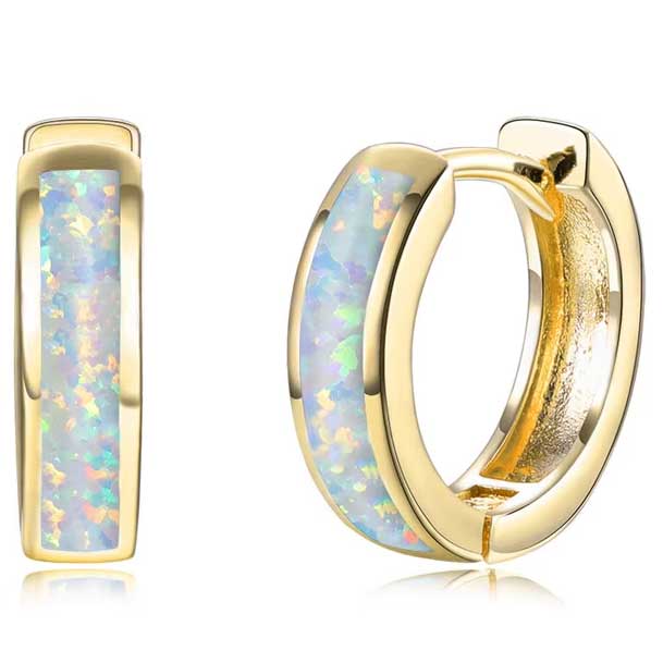 gold opal huggie earrings