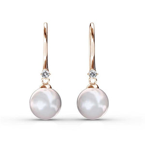 crystal pearl drop Earrings rose gold