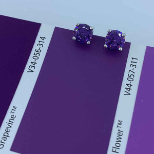 925 Sterling Silver Stud earring with CZ Diamonds "Luana" (Amethyst)