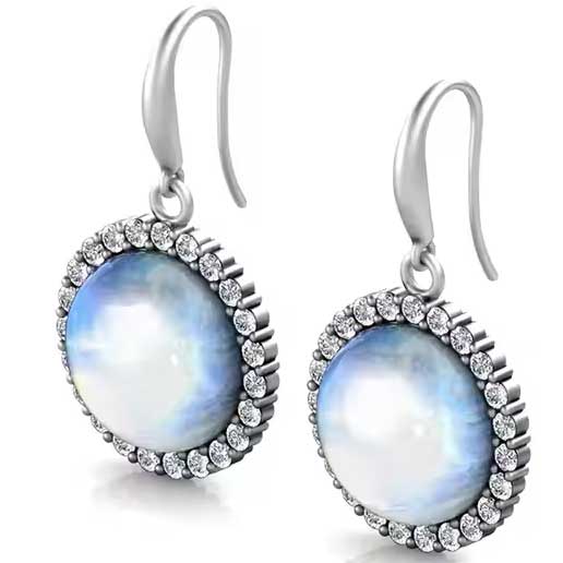 silver moonstone earrings