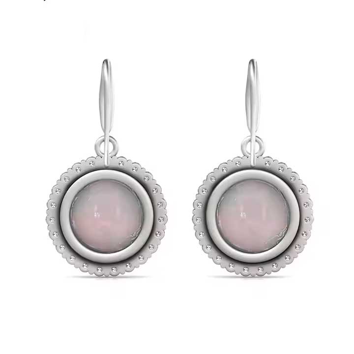 silver moonstone earrings back view