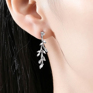 silver crystal leaf earrings frenelle