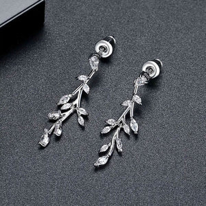 silver crystal leaf earrings online nz
