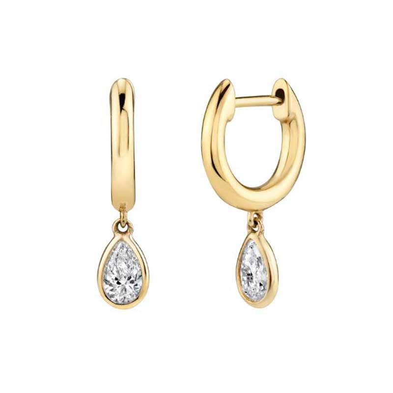 18K Gold Huggie Crystal Earrings "Martinee"