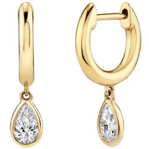 18K Gold Huggie Crystal Earrings "Martinee"