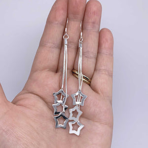 silver matariki star dangle earrings frenelle jewellery