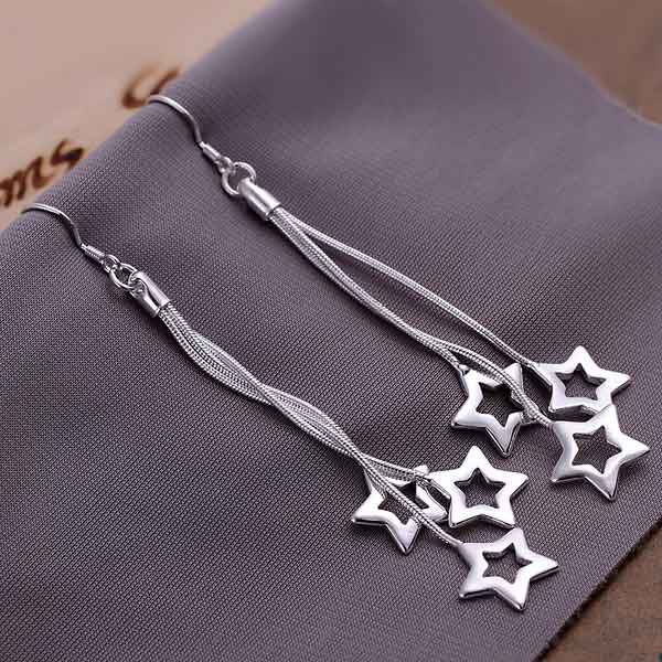 silver matariki star dangle earrings frenelle jewellery