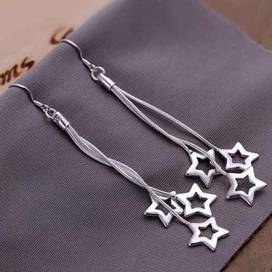 silver matariki star dangle earrings frenelle jewellery