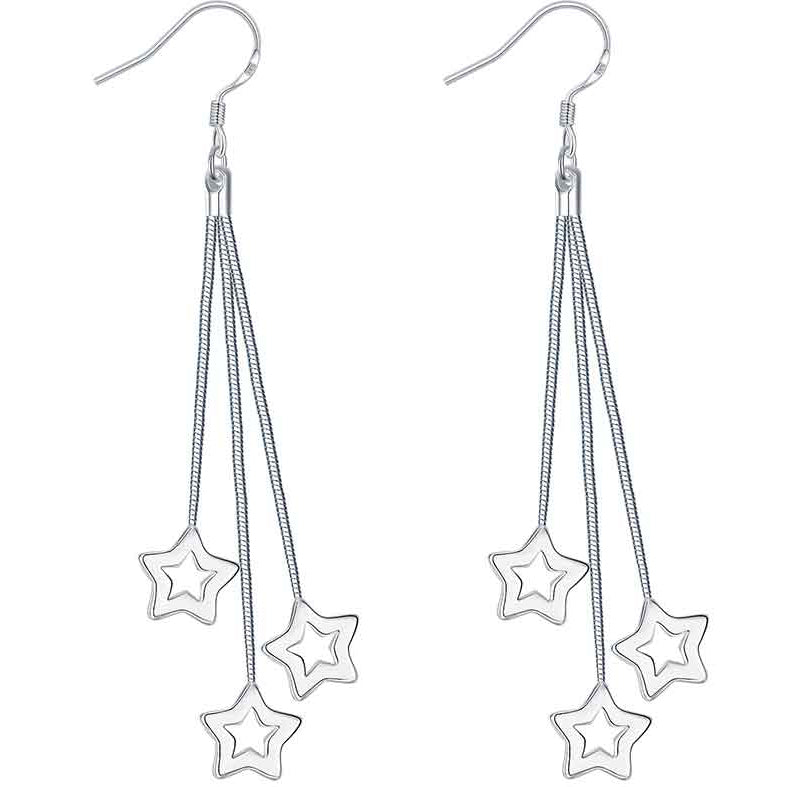 silver matariki star dangle earrings frenelle jewellery