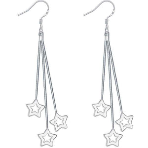 silver matariki star dangle earrings frenelle jewellery