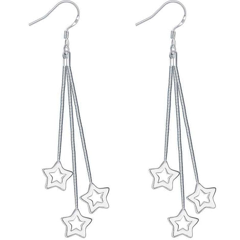 silver matariki star dangle earrings frenelle jewellery