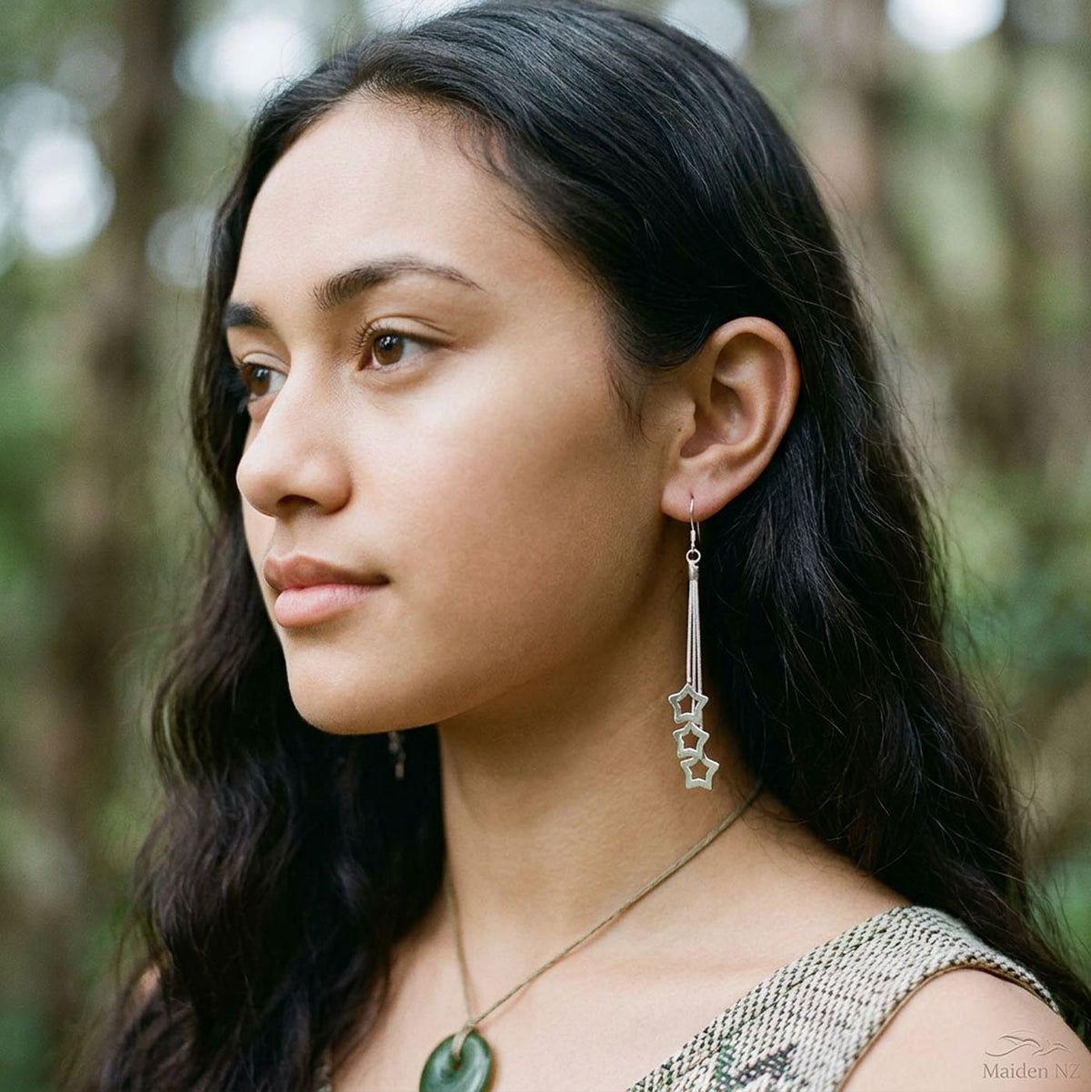 silver matariki star dangle earrings frenelle jewellery