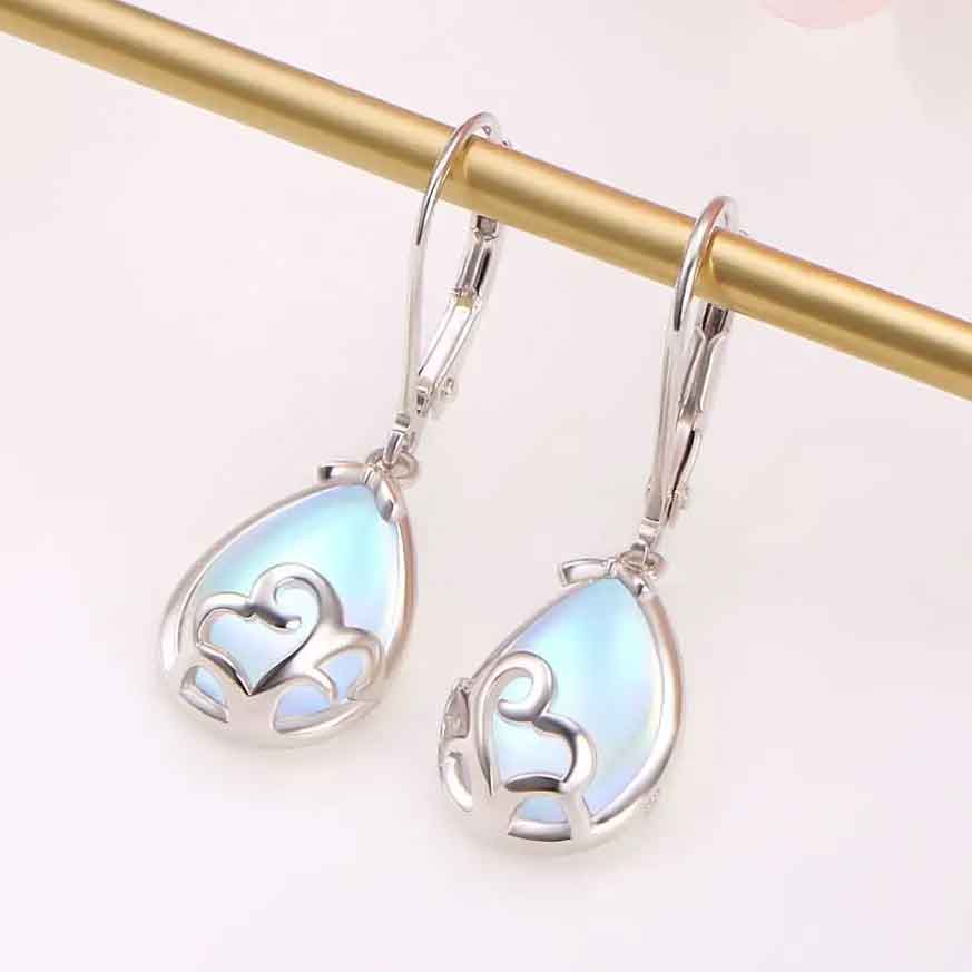 silver moonstone drop earrings jewellery