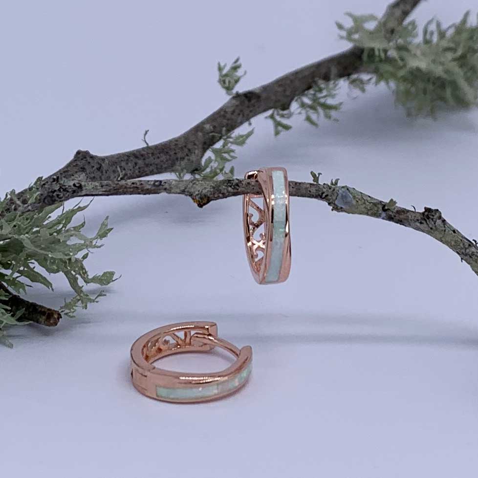 Rose-Gold Hoop Opal Earrings "Mila"