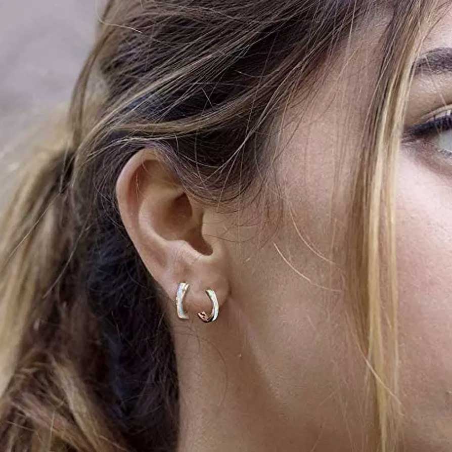 Rose-Gold Hoop Opal Earrings "Mila"